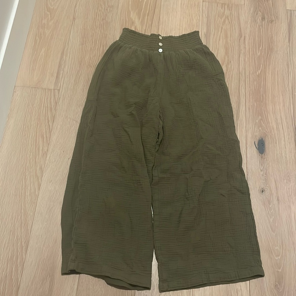 Green flowy beach pants